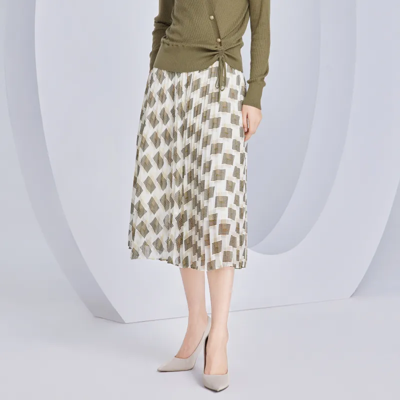 JZ. ANNAKRO Casual Long Skirts Women's Light Green Pattern-2