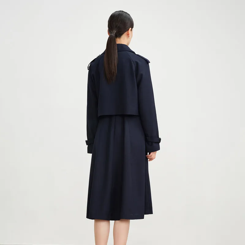 JZ. ANNAKRO Trench Coat Women's Dark Blue-2