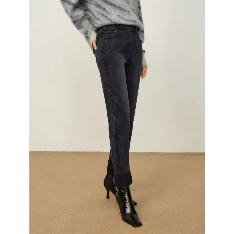 JZ. ANNAKRO Jeans Women's Plain Black-4