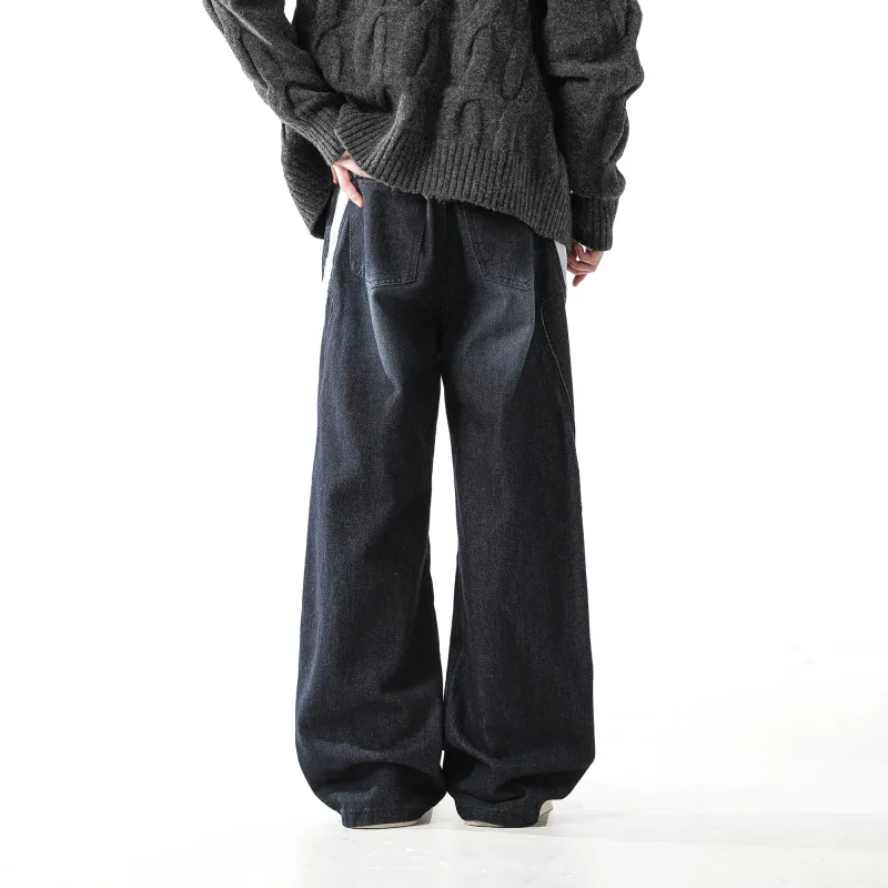 WARNING LIGHT Jeans Unisex Dark Blue-7