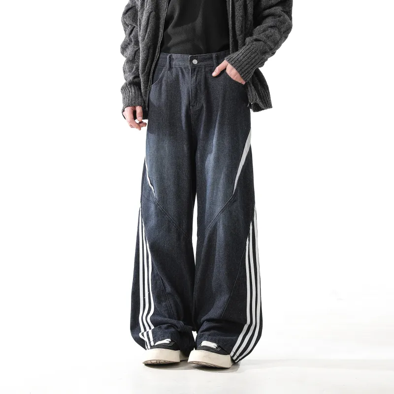 WARNING LIGHT Jeans Unisex Dark Blue-5