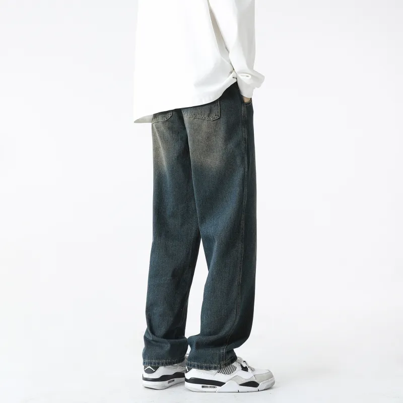 WARNING LIGHT Jeans Unisex Vintage Blue-6