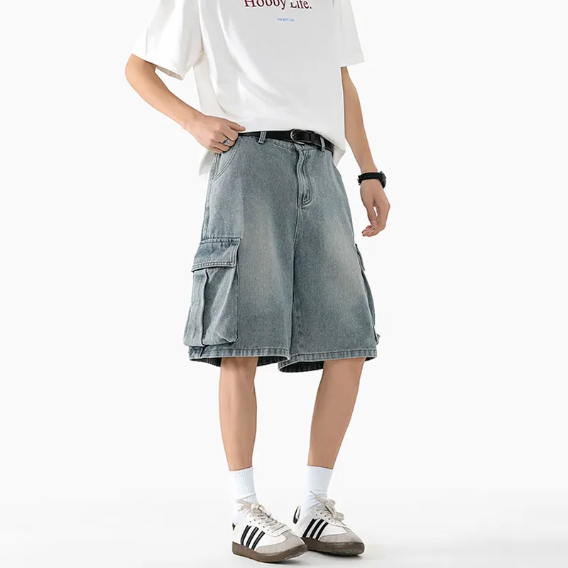 WARNING LIGHT Denim Shorts Unisex-7