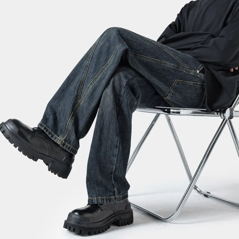 WARNING LIGHT Jeans Unisex Blue-6