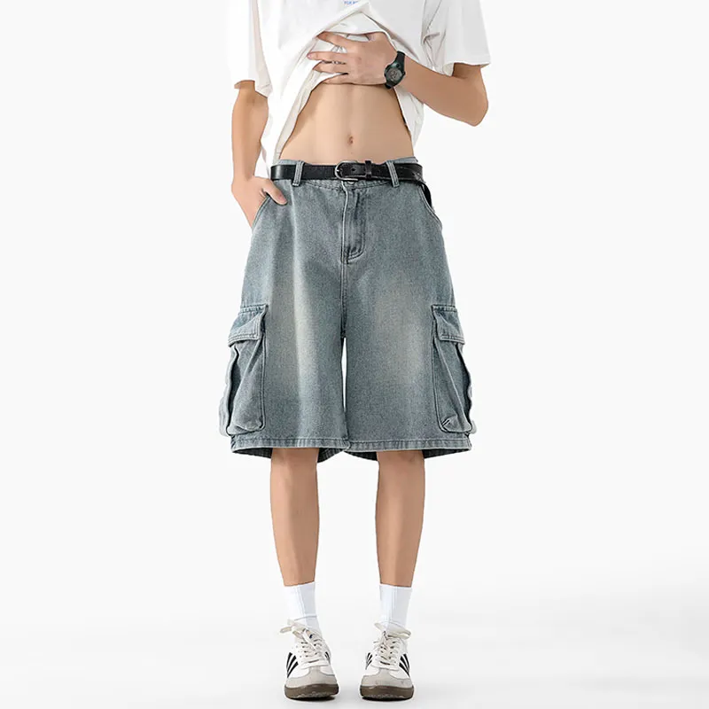 WARNING LIGHT Denim Shorts Unisex-8