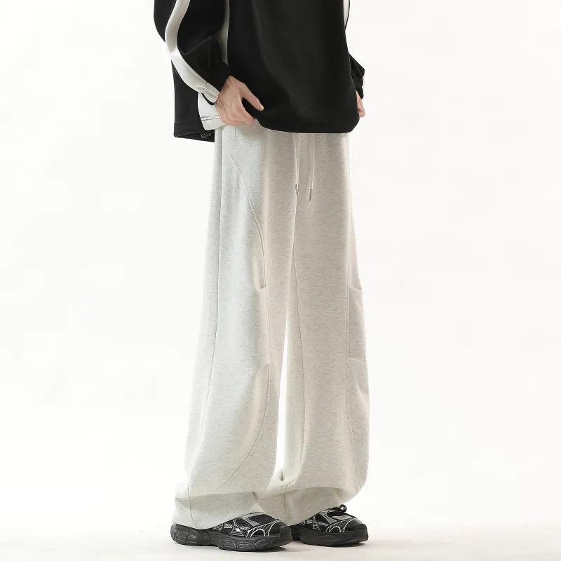 WARNING LIGHT Knitted Sports Pants Unisex Gray-7