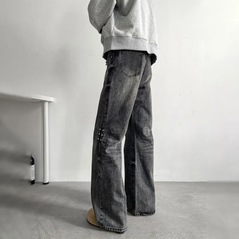 WARNING LIGHT Jeans Unisex Black Gray Color-4