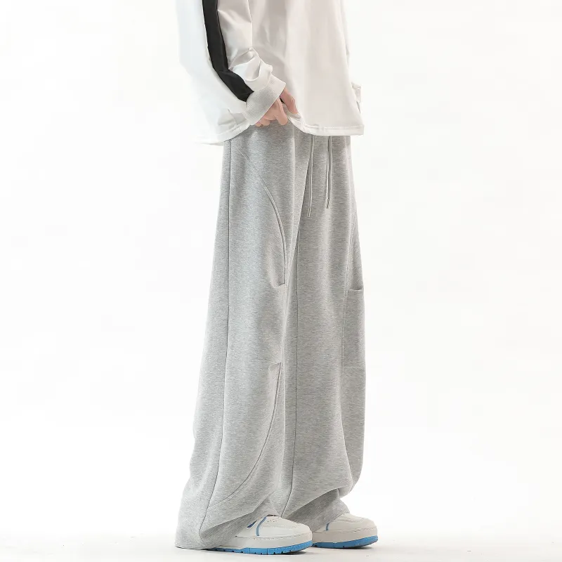 WARNING LIGHT Knitted Sports Pants Unisex Gray-1