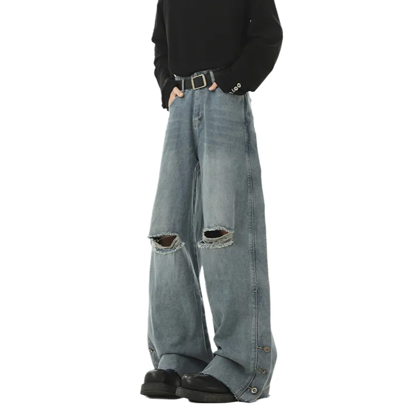 WARNING LIGHT Jeans Unisex Blue-4