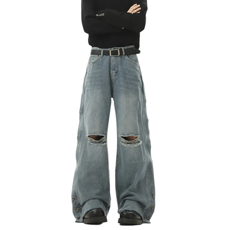 WARNING LIGHT Jeans Unisex Blue-3