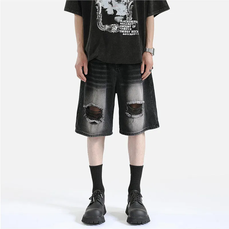 PAINT STAIN Denim Shorts Unisex-11