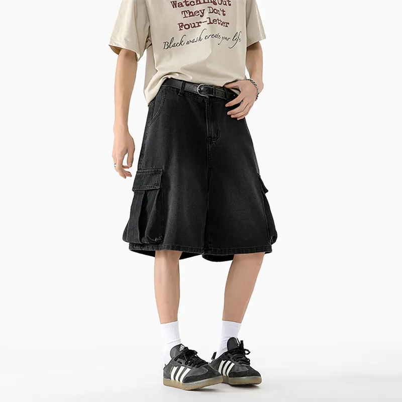 WARNING LIGHT Denim Shorts Unisex-3