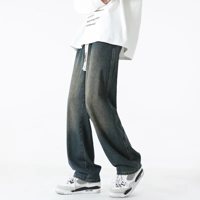 WARNING LIGHT Jeans Unisex Vintage Blue-3
