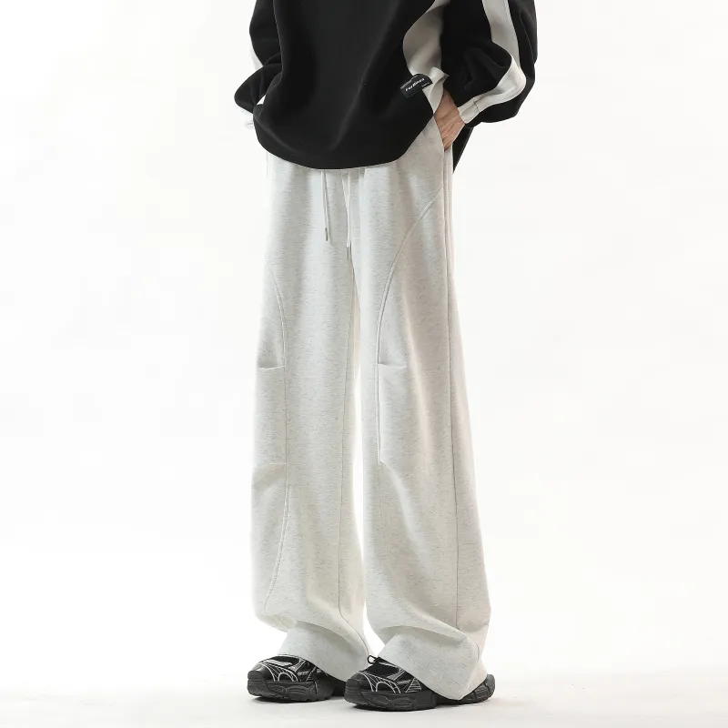 WARNING LIGHT Knitted Sports Pants Unisex Gray-6