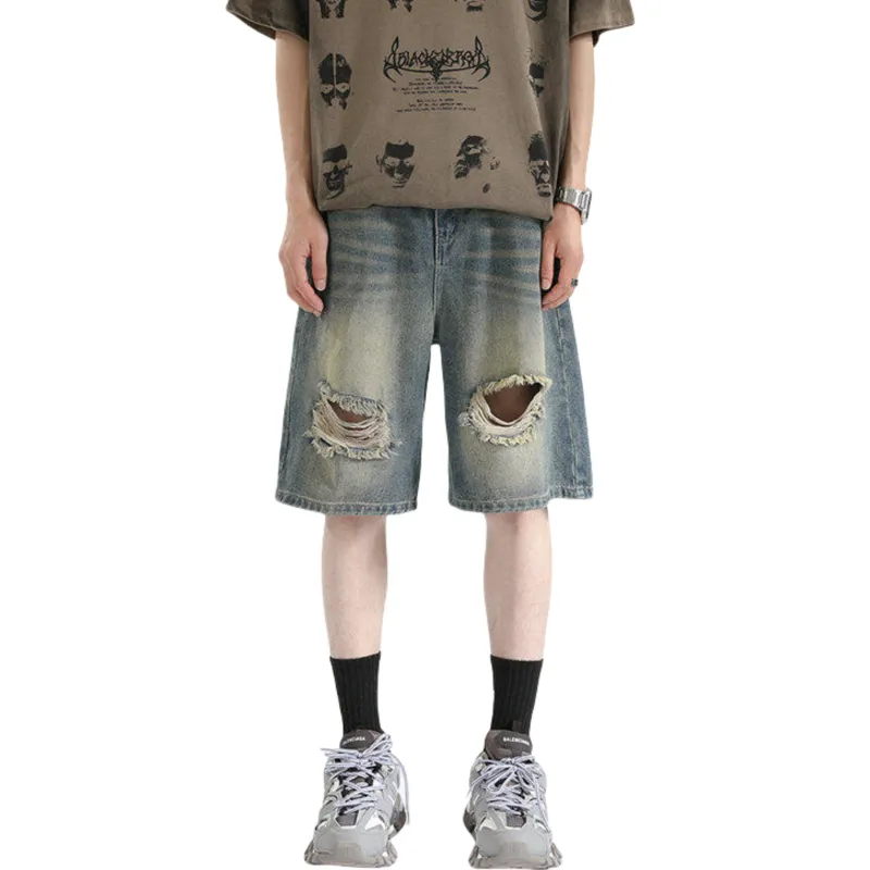 PAINT STAIN Denim Shorts Unisex-27