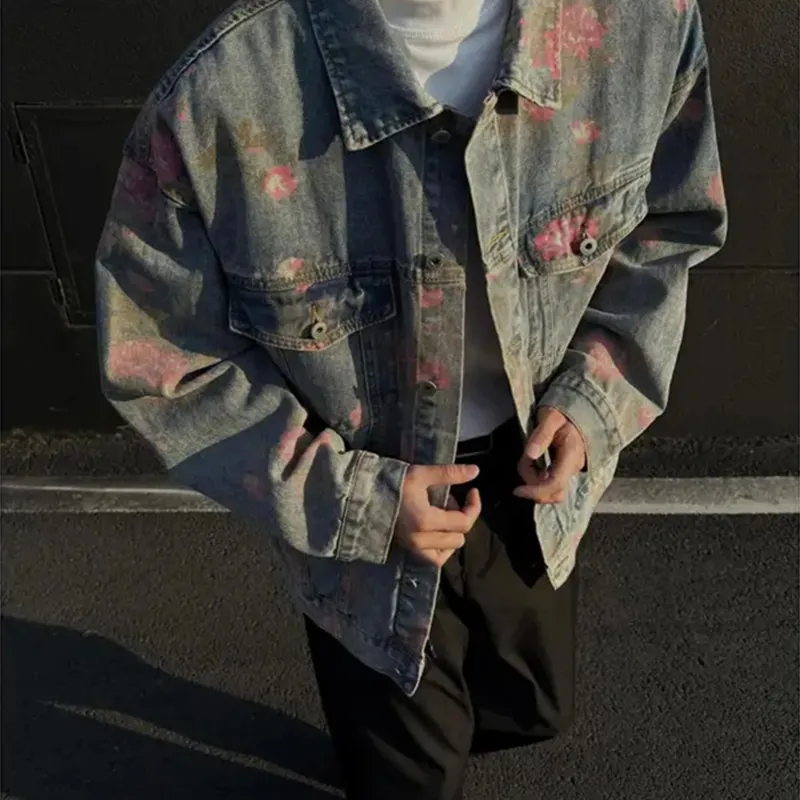 HOKLV Classic Denim Jacket Unisex Blue Tone Presentation-4