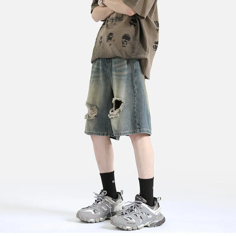 PAINT STAIN Denim Shorts Unisex-26