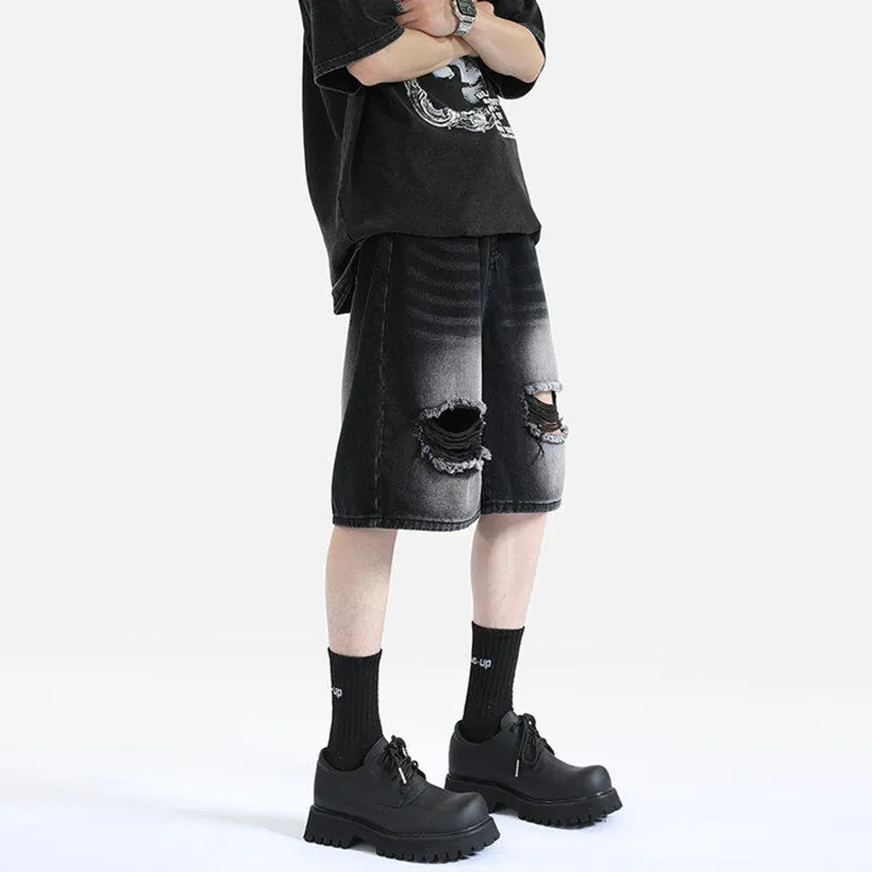 PAINT STAIN Denim Shorts Unisex-12