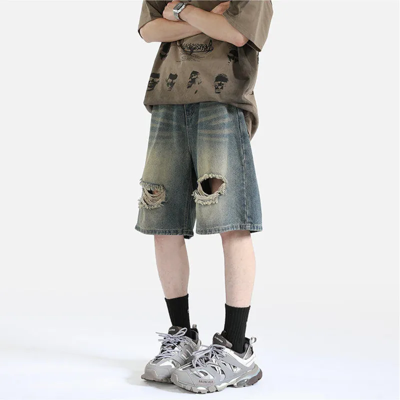 PAINT STAIN Denim Shorts Unisex-25
