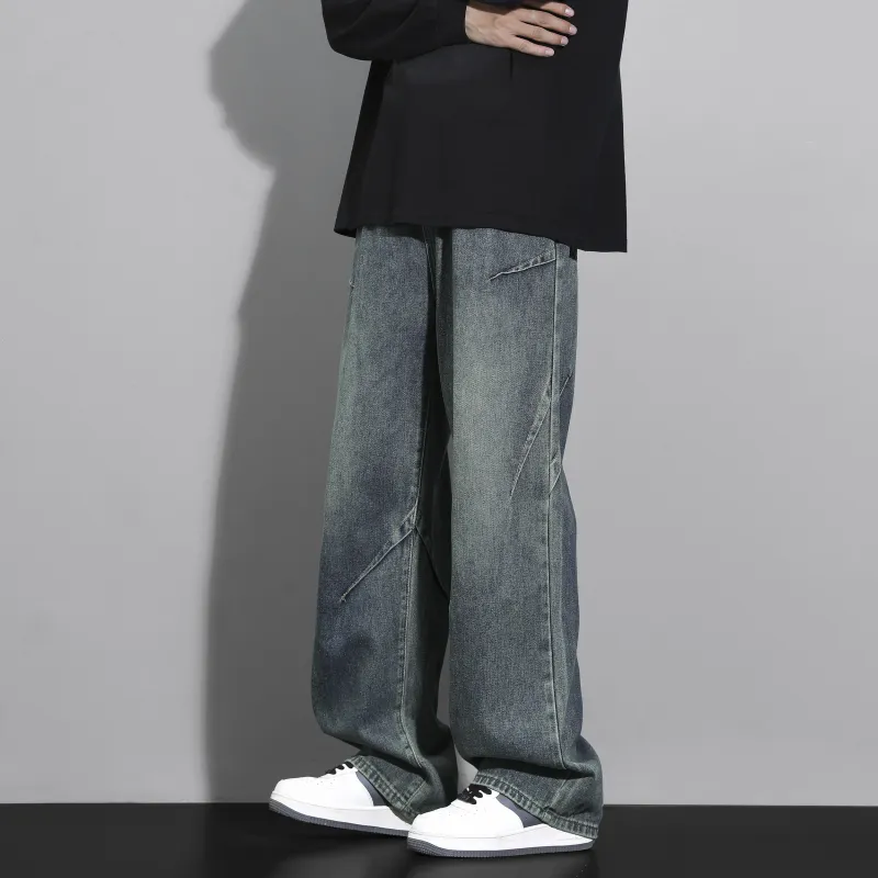WARNING LIGHT Jeans Unisex Vintage Blue-1