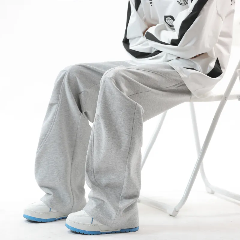 WARNING LIGHT Knitted Sports Pants Unisex Gray-4
