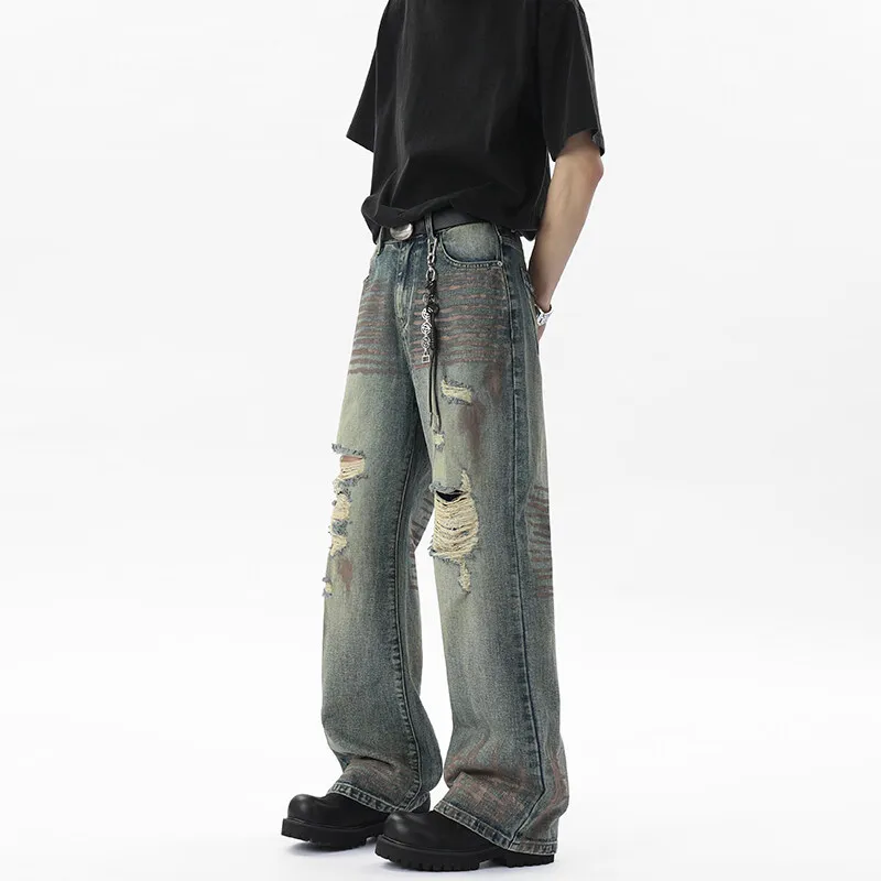 WARNING LIGHT Jeans Unisex Vintage Blue-4