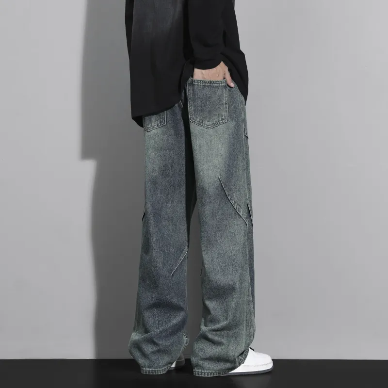 WARNING LIGHT Jeans Unisex Vintage Blue-2