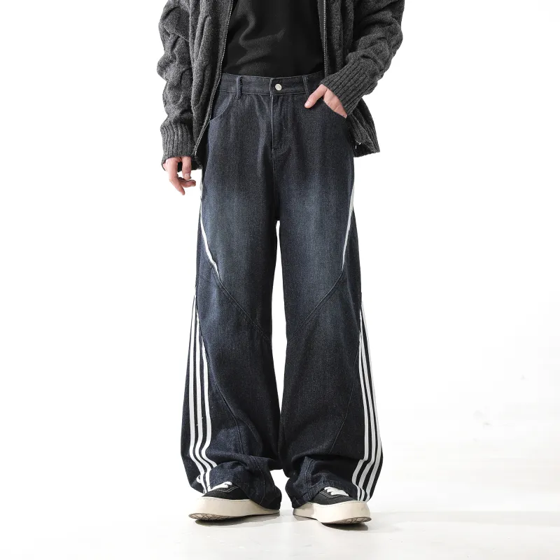 WARNING LIGHT Jeans Unisex Dark Blue-4