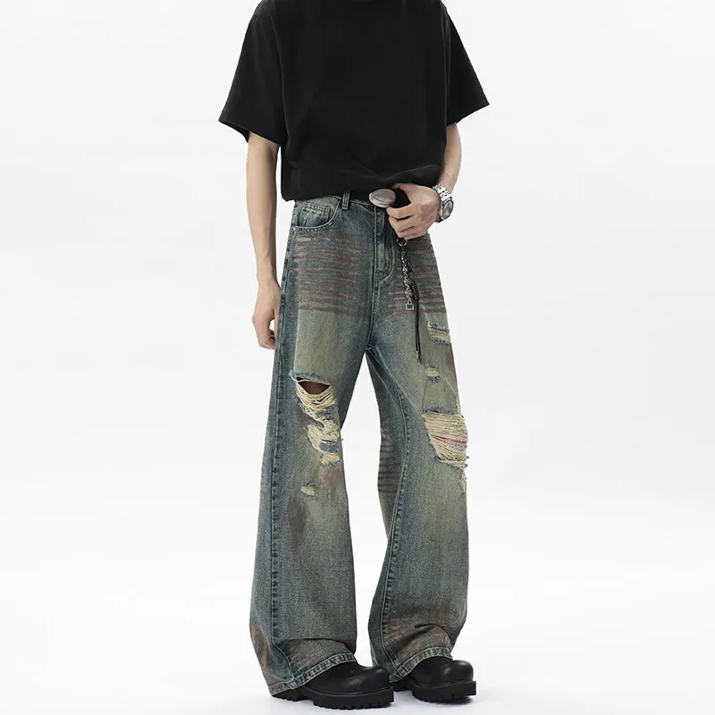 WARNING LIGHT Jeans Unisex Vintage Blue-3