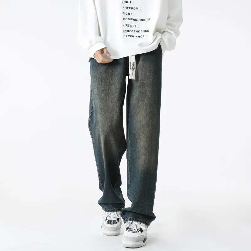 WARNING LIGHT Jeans Unisex Vintage Blue-2