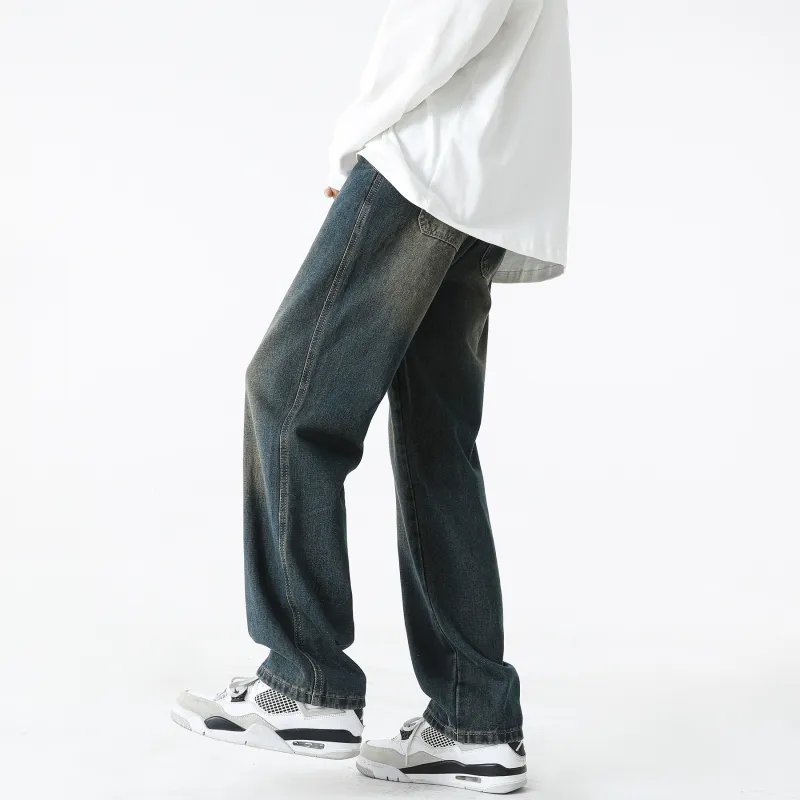 WARNING LIGHT Jeans Unisex Vintage Blue-4