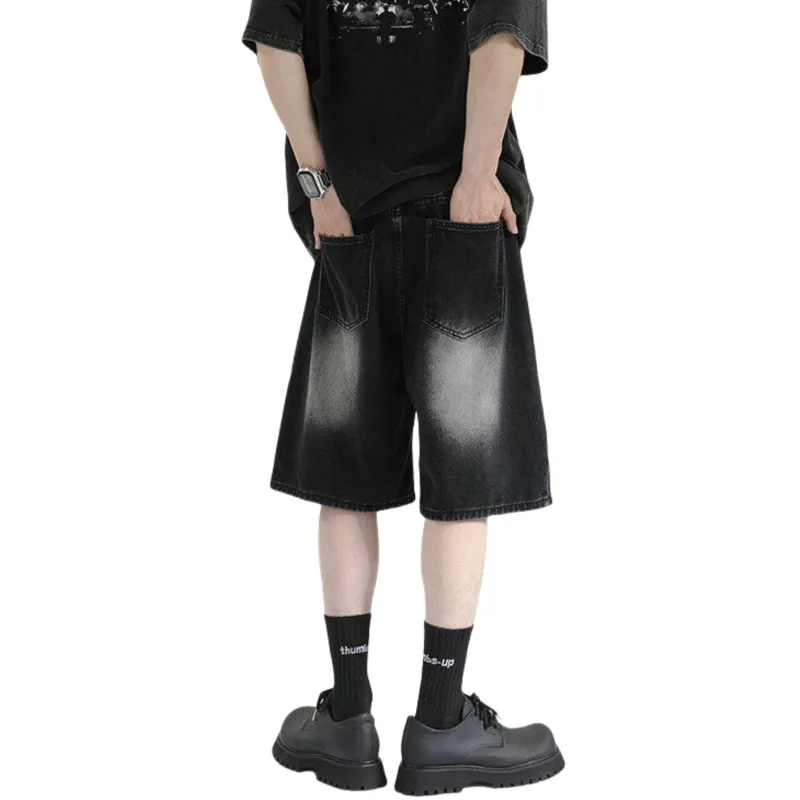 PAINT STAIN Denim Shorts Unisex-10