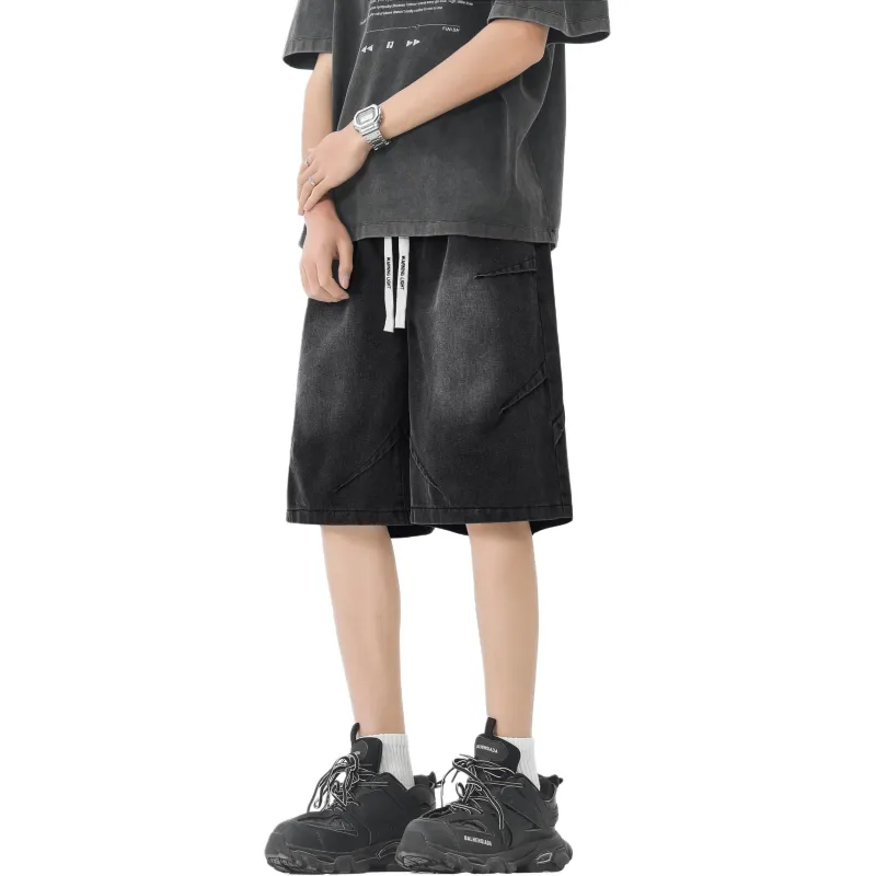 WARNING LIGHT Denim Shorts Unisex-4