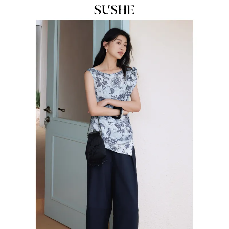 SHUXI Shirts Women's Exotic Blue-3