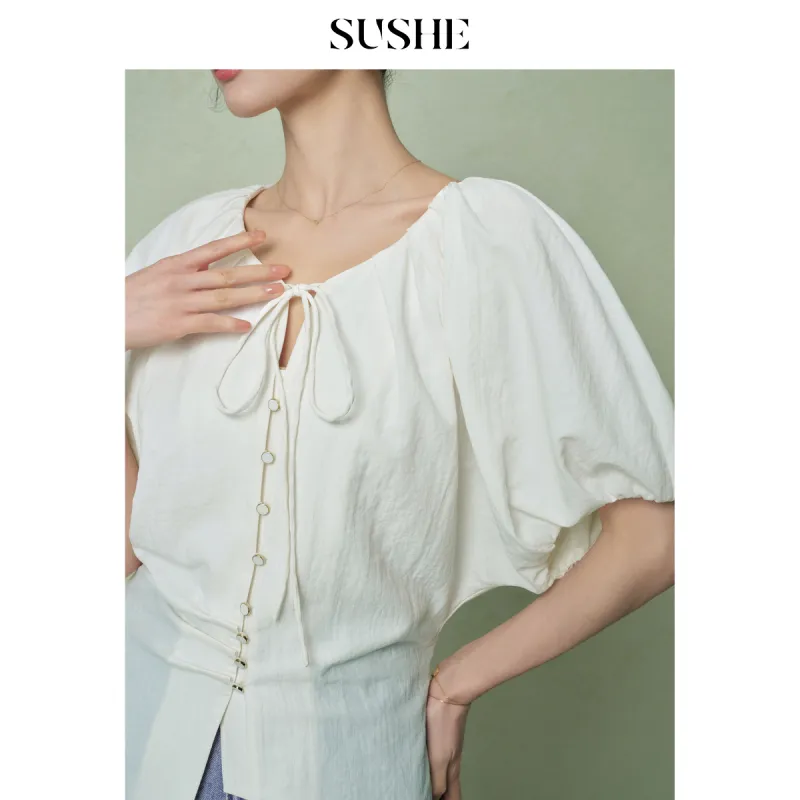 SHUXI Shirts Women's Cream White-1