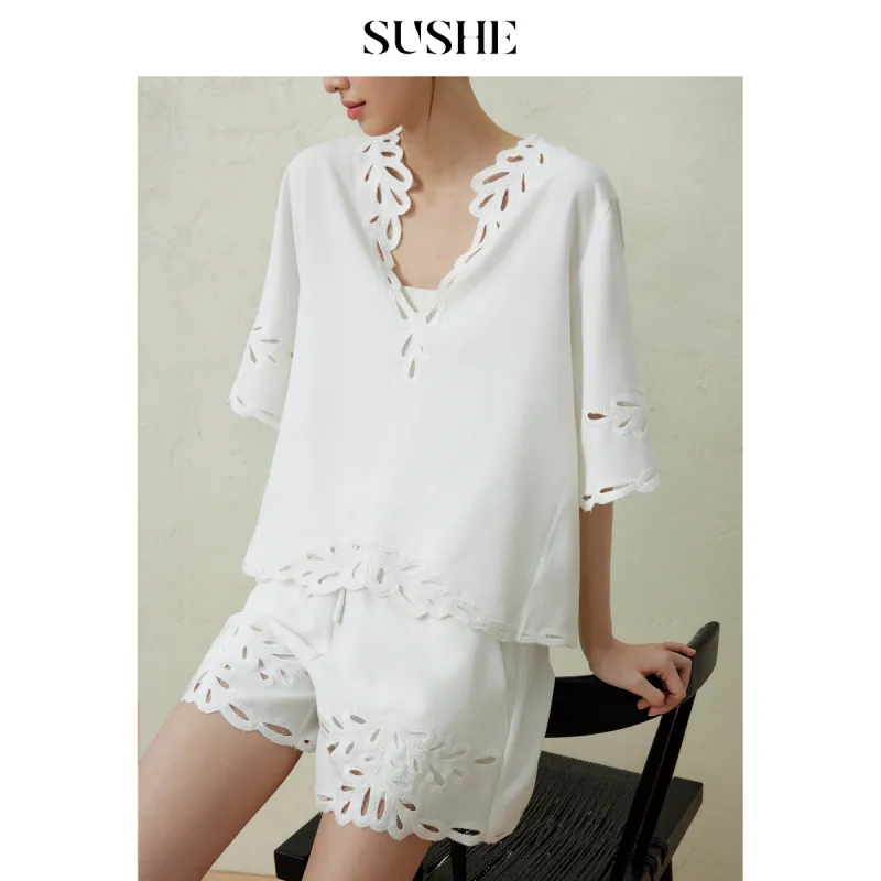 SHUXI T Shirts Women's Love Words White-4