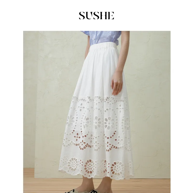SHUXI Casual Long Skirt Women's-1