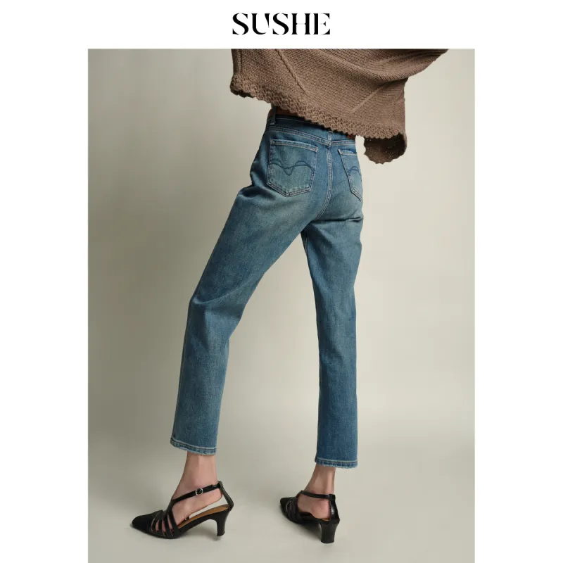 SHUXI Jeans Women's Active Middle Basket-2
