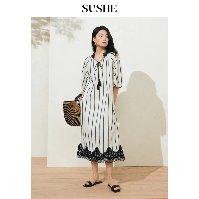 SHUXI Short Sleeved Dress Women's-3