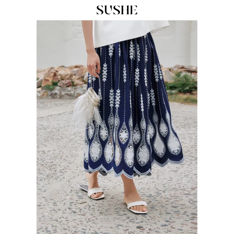 SHUXI Casual Long Skirt Women's-1