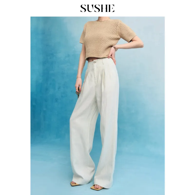 SHUXI Casual Pants Women's Coconut Milk White-0
