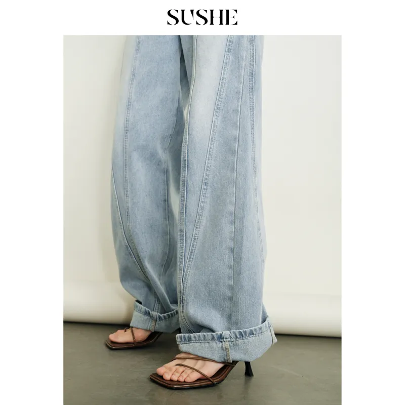 SHUXI Jeans Women's Stone-Ground Blue/White-2
