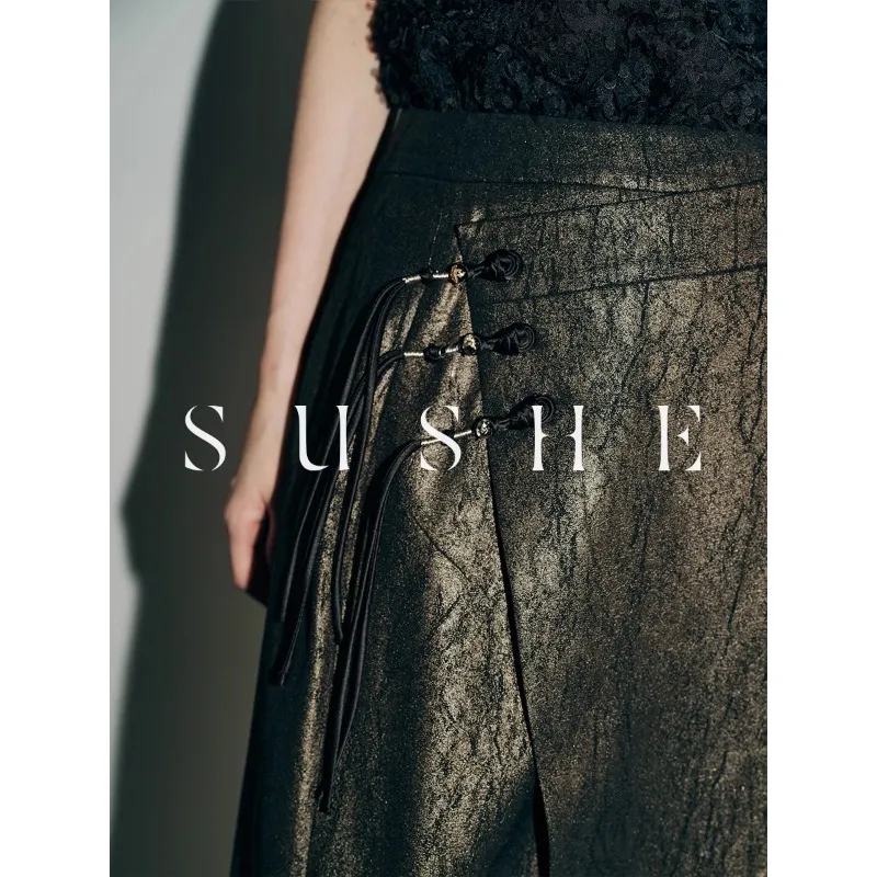 SHUXI Casual Long Skirt Women's Traditional Style Kraken Gold-1