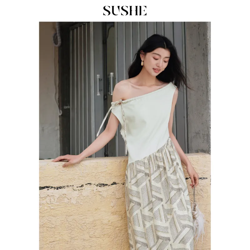 SHUXI Sleeveless Dresses Women's Soft Focus Pixel-1