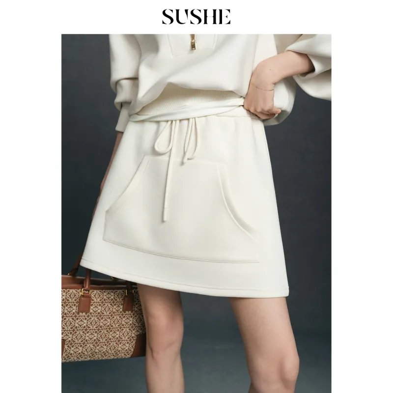 SHUXI Casual Short Skirts Women's Stream White-2