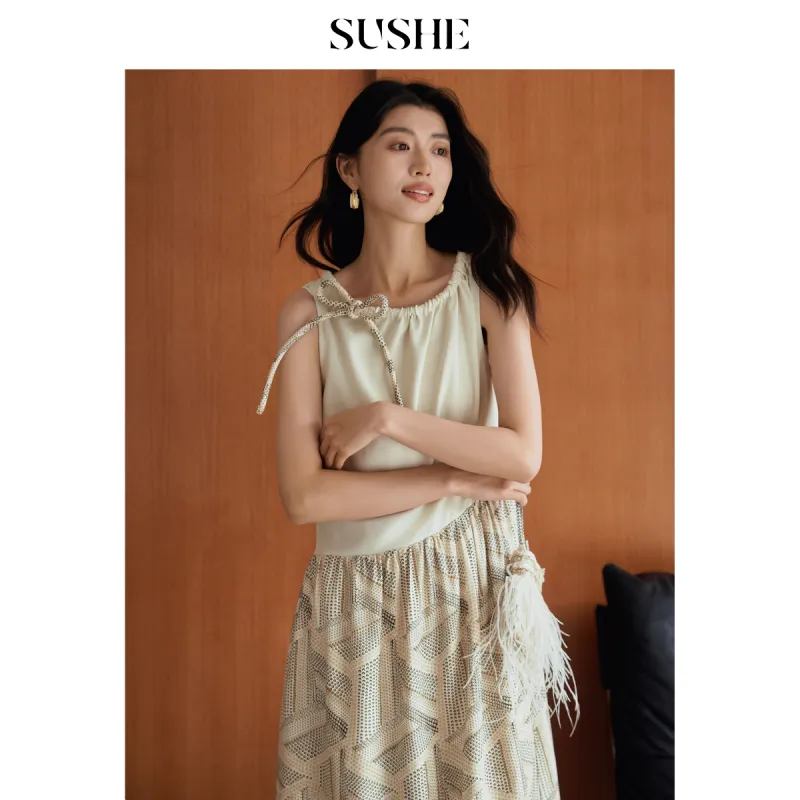 SHUXI Sleeveless Dresses Women's Soft Focus Pixel-3