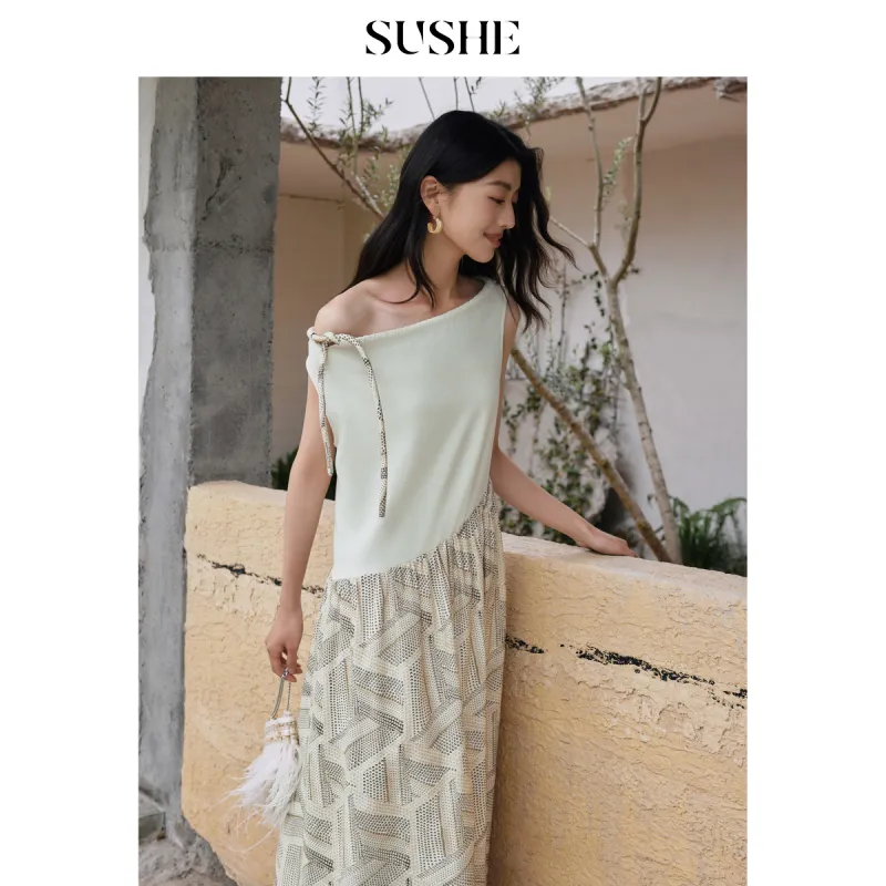 SHUXI Sleeveless Dresses Women's Soft Focus Pixel-2