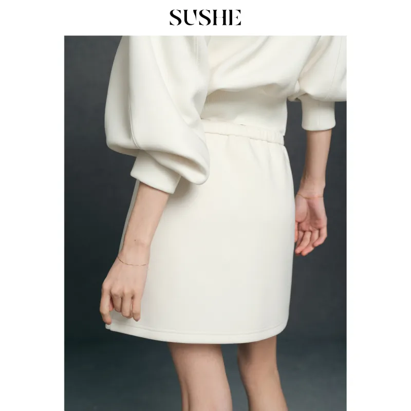 SHUXI Casual Short Skirts Women's Stream White-3