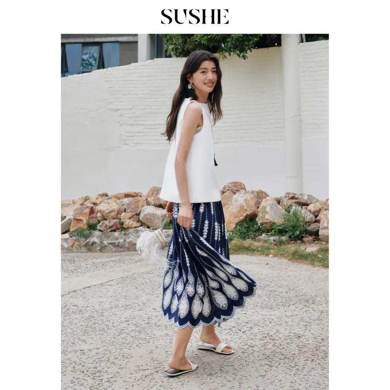 SHUXI Casual Long Skirt Women's-4