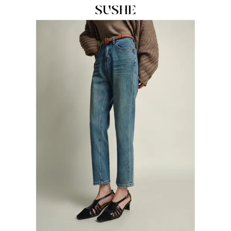 SHUXI Jeans Women's Active Middle Basket-3
